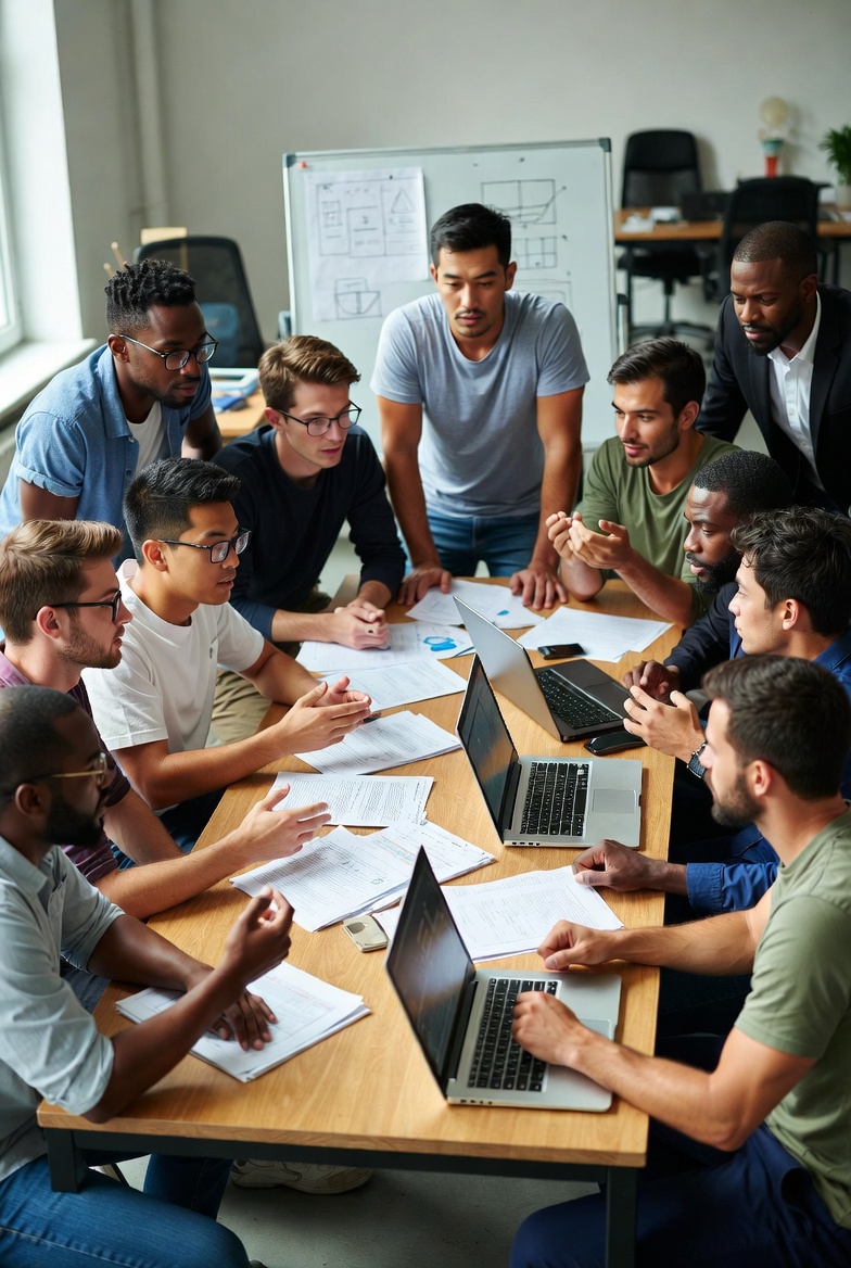 Community members collaborating during a hackathon session